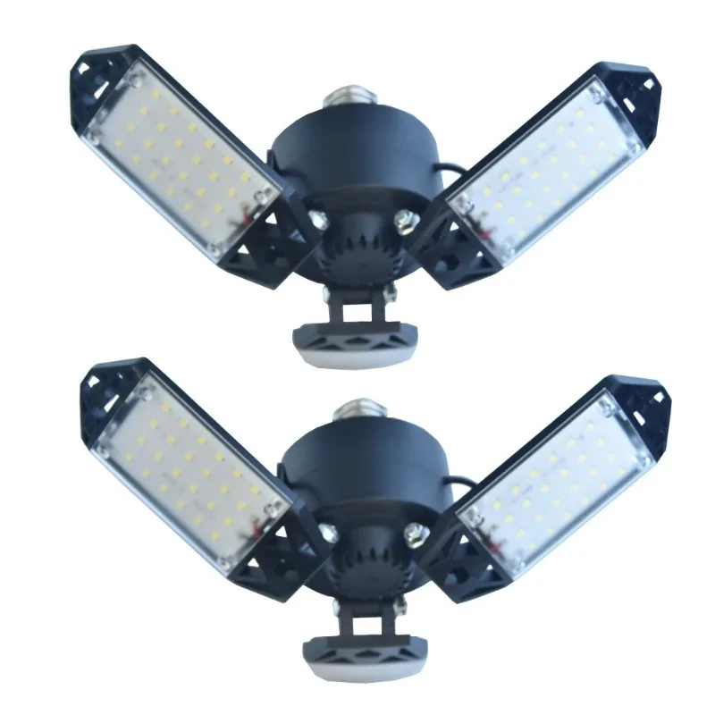 Luz LED Deformable de 3 paneles para garaje, iluminación industrial, lámpara de techo para garaje, 8000LM, E26/E27, 6500K