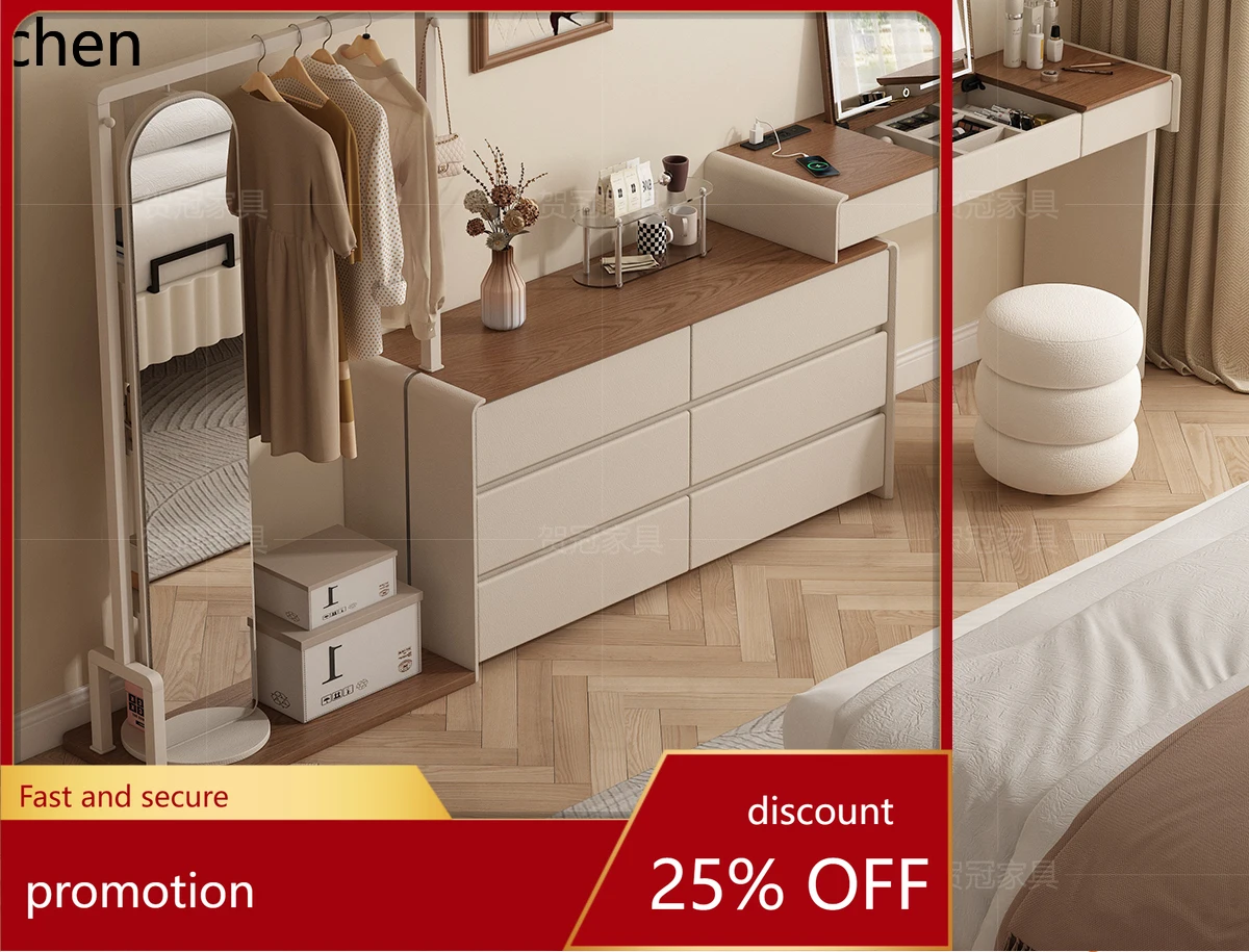 

CZ Makeup Table with Dresser, Clothes Rack, Integrated Vanity Table with Mirror, Floor-standing Coat Rack