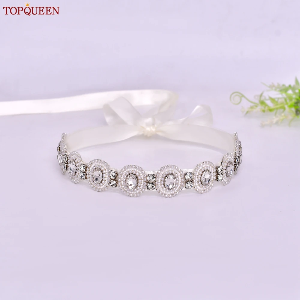 TOPQUEEN Ronde Kralen Bruiloft Riem Strass Bruids Sjerp Geschikt voor Fashion Party Baljurk Riemen Bruidsmeisje Gift S253
