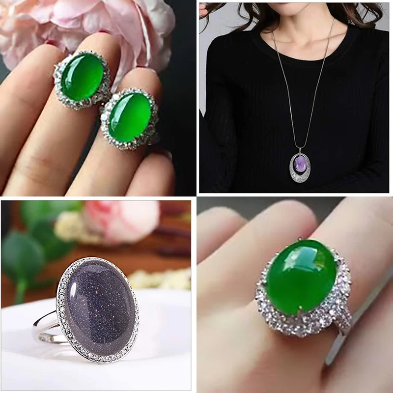 10pcs Natural Stone Mixed Oval Water Drop CAB CABOCHON Beads Geometric Rings for Jewelry Making Handmade Diy Craft Accessories