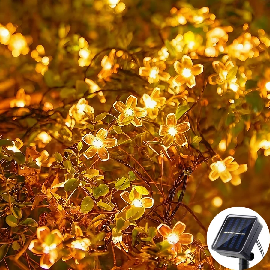 

Solar Cherry Garden Blossom Flower Lights Garlands String Lights Solar Outdoor Wedding Lawn Pathway Christmas Decoration Lamp