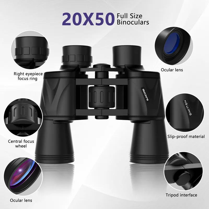 20x50metal body large eyepiece dual barrel high-power high-definition telescope low-light night vision outdoor tourism telescope