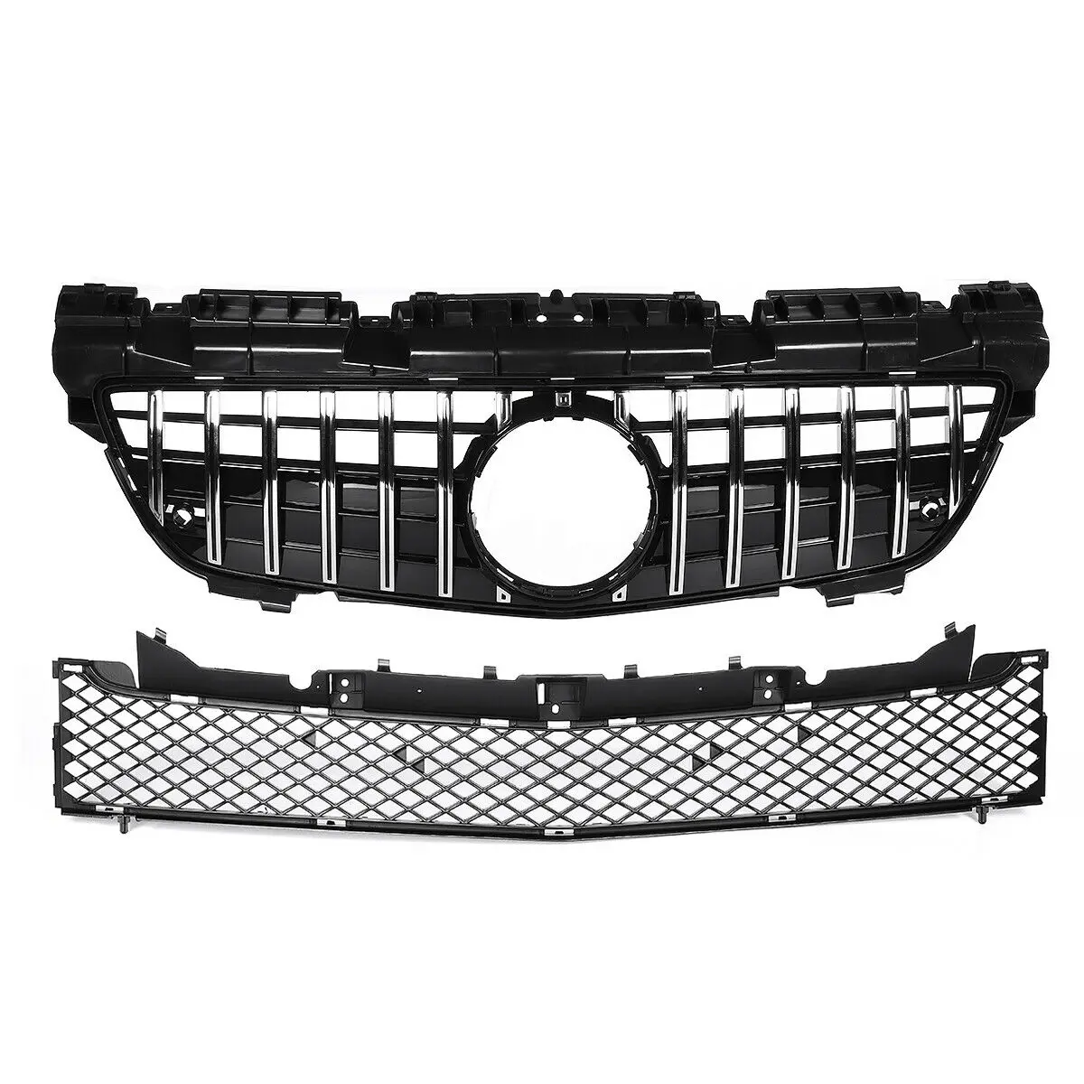 Car Front Upper Grill Grille Mesh & Lower Grille Grid Bumper Auto Part For Mercedes-Benz SLK Class R172 200 250 350 2012-2016