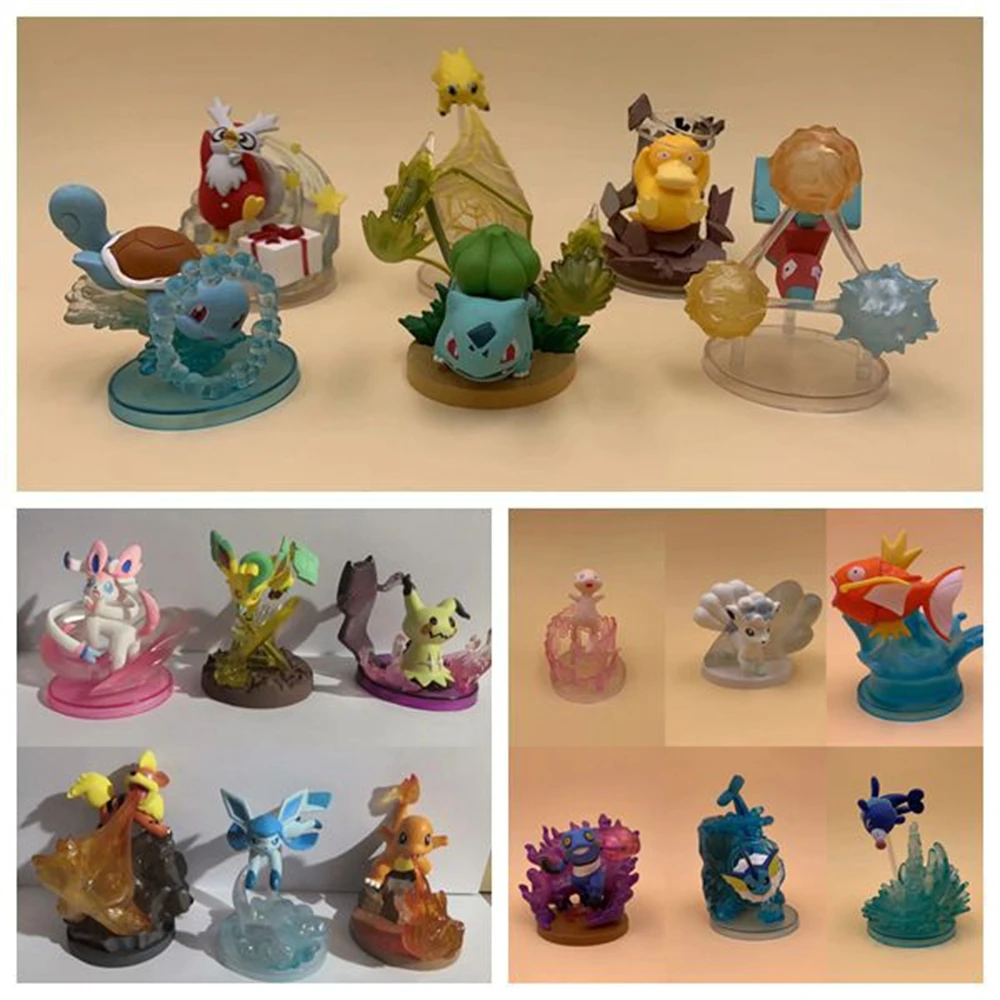 

Anime Pokemon Charmander Bulbasaur Squirtle Magikarp Psyduck Growlithe Vulpix PVC Action Figure Collectible Model Toys Doll Gift