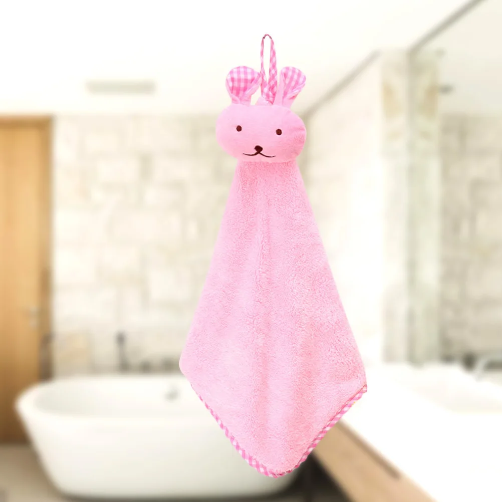 قماش غسيل أطباق أرنب، مناشف يدوية معلقة، صوف مرجاني سميك، سريع الجفاف، ناعم، لطيف للحمام المطبخ، وردي #3