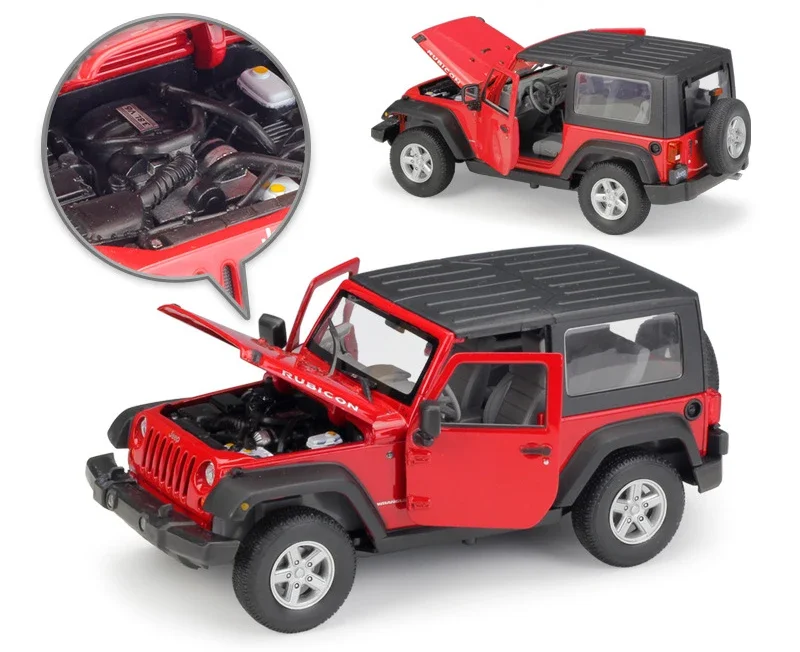 WELLY Model Car 1:24 Scale 2007 Jeep Wrangler Diecast Car Simulator Alloy Off-Road Metal ClassicToy Car For Kid Gift Collection