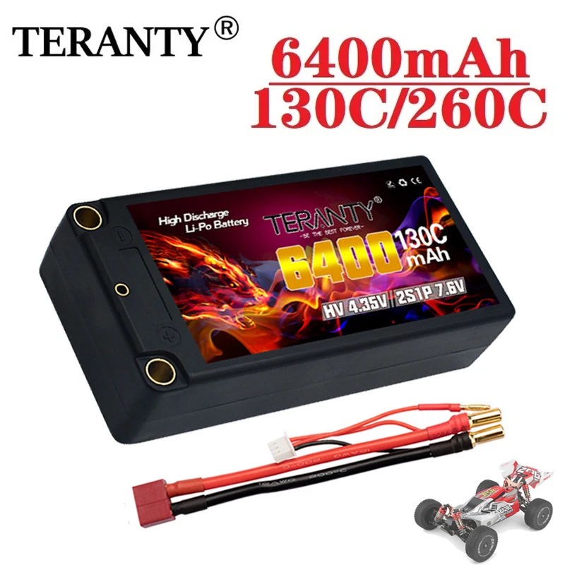 Original TERANTY MAX 260C 7.6V 6400mAh HV Shorty Lipo 2S Battery 130C with 5mm Bullet For 1/10 RC Car Race Boat Tank Parts