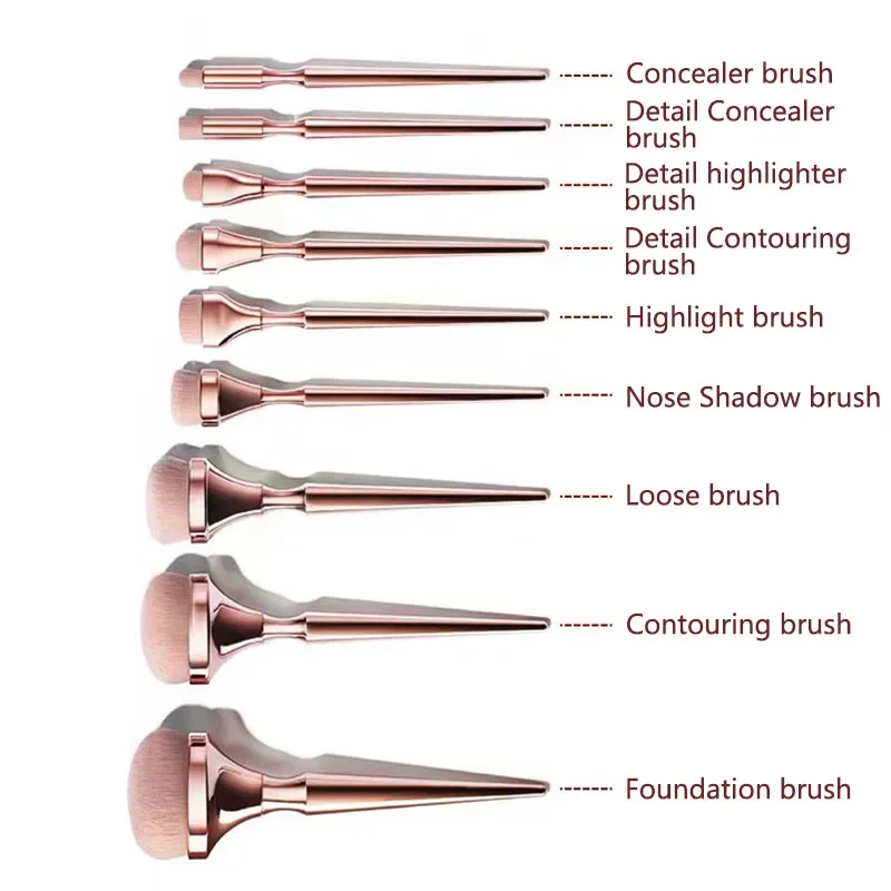 Make-Up Borstels Set Roségouden Handvat Foundation Poeder Make Up Penselen Concealer Contour Highligh Brush Face Beauty Tools