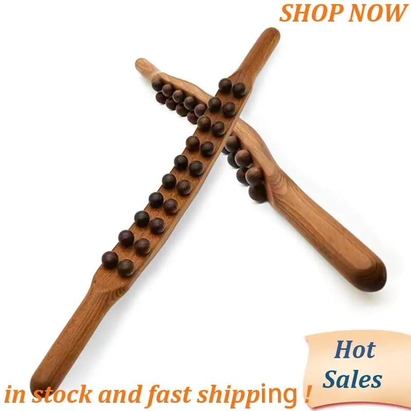 

ABVB-20 Beads Guasha Scraping Stick Wooden Massage Tools Relieve Sore Muscles Body Meridian Wand For Back Waist