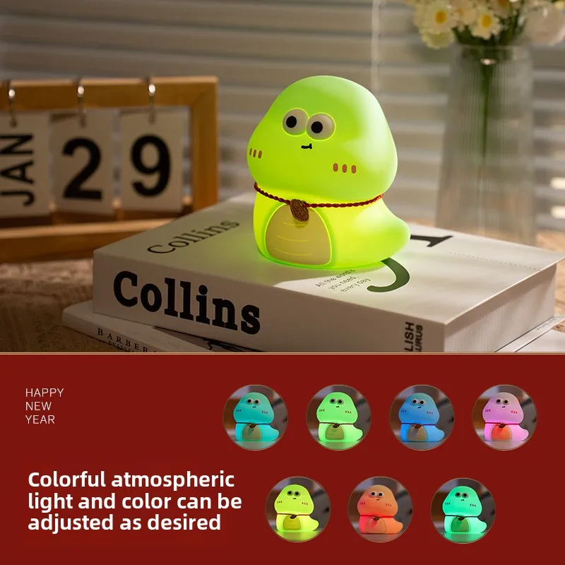 Little Snake Fun Light USB Charging Voice Cute Silicone Patting Light LED Sleep Companion Colorful Atmosphere Timed Night Light