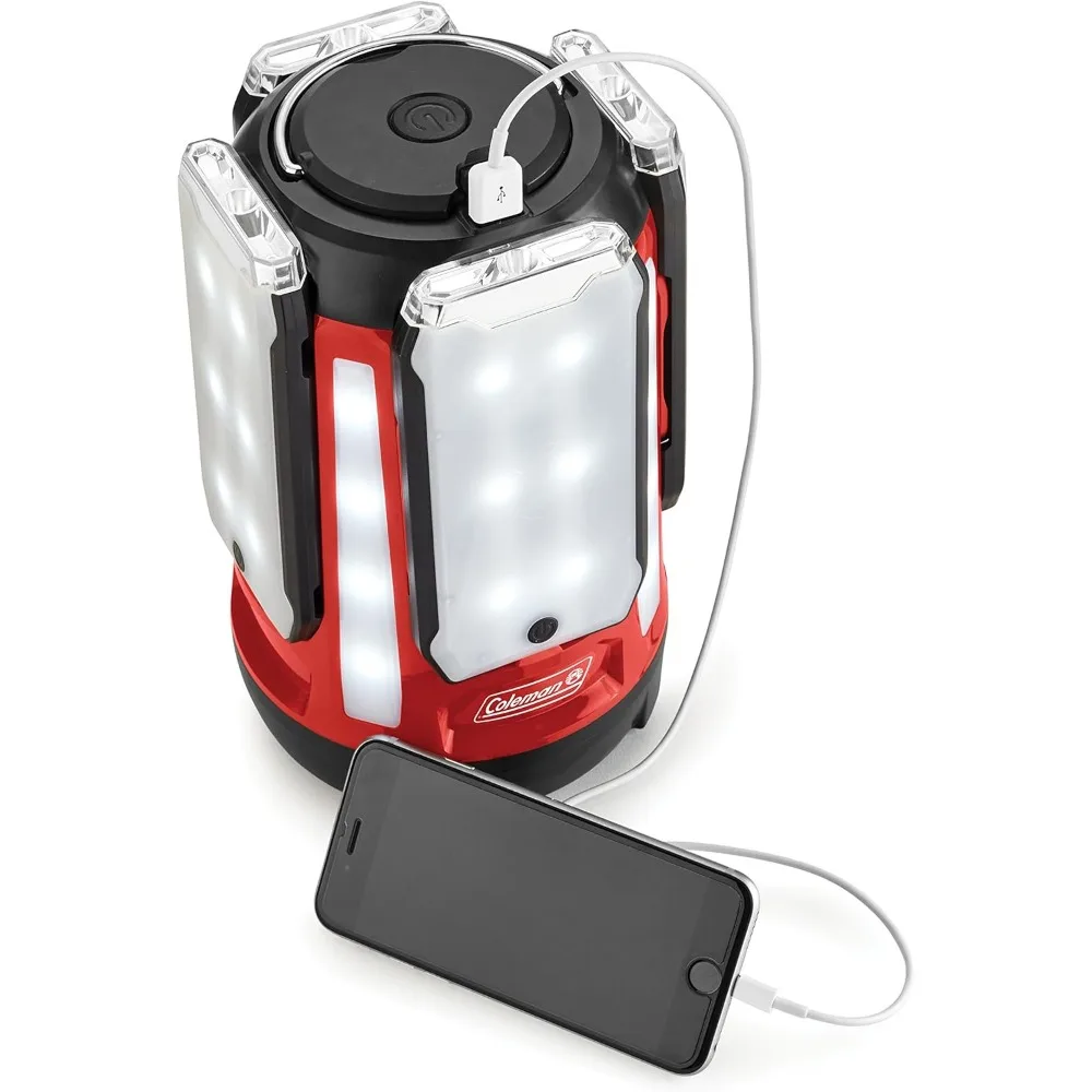 Multi-Panel Rechargeable LED Lantern, Water-Resistant Lantern with Removable Magnetic Light Panels, Built-In Flashlight,
