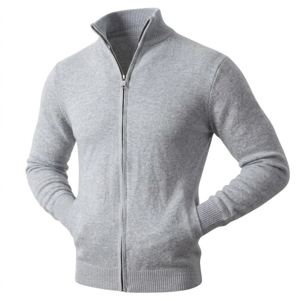 Herbst Herren Casual Stehkragen Strickjacke mit Reißverschluss Winter Warmer Pullover Mantel Oberbekleidung Langarm Streetwear Top – Detail 12