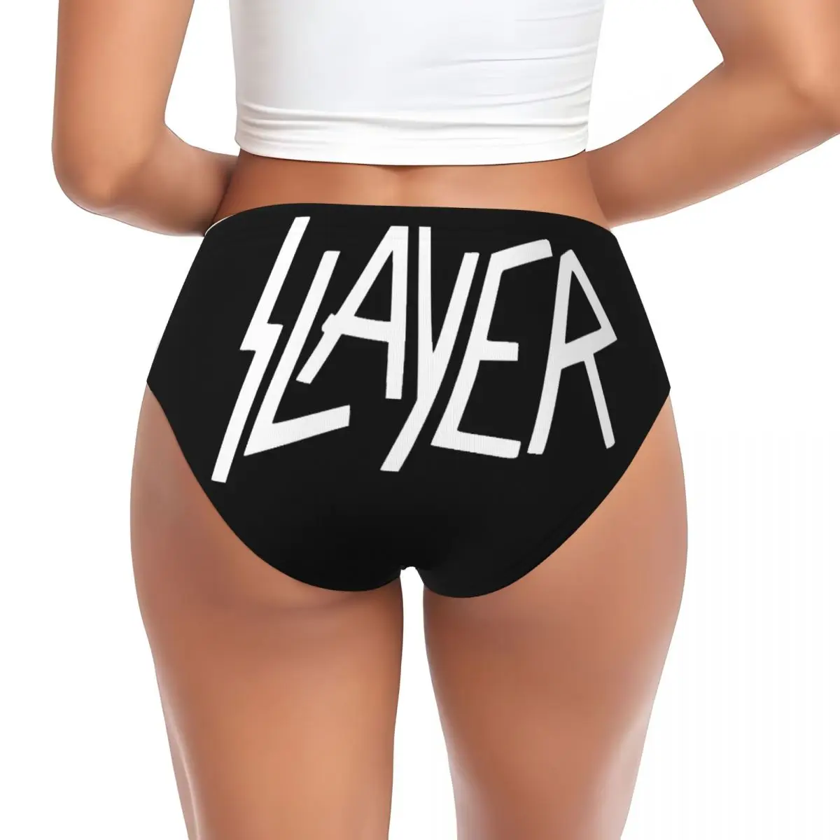 Custom Women's White Heavy S-Slayers Thrash Metal Panties Breathable Rock Roll Band Briefs Underwear