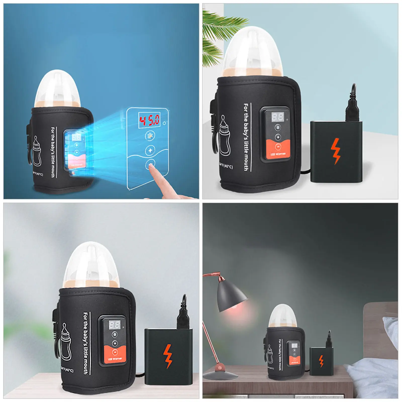 

Портативный USB-подогреватель для бутылочек: для грудного вскармливания, путешествий, совместим с автомобильными повербанками, для ночного использования, многоразовый, с термоизоляцией