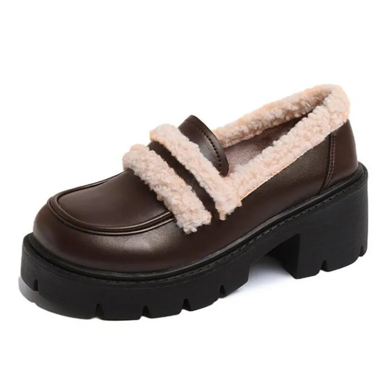 جديد أحذية بدون كعب أنيقة النساء 2025 الخريف والشتاء سميكة سوليد الثلوج الأحذية زائد المخملية الدافئة أحذية قطنية فاخرة الرجعية حذا فردي للسيدات