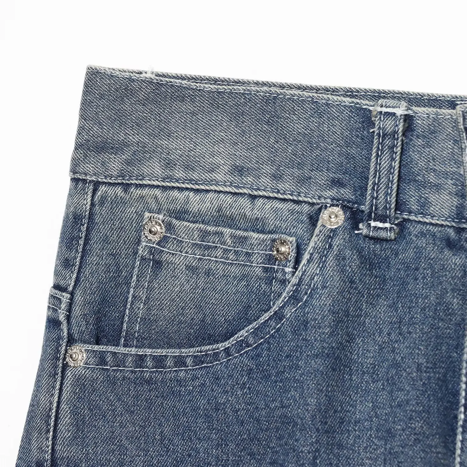 KASLEAD New Women's Fashion Design Washed Denim Knife  Pants High End Personality Loose Fit Natural Waist Polyester Fiber view 3