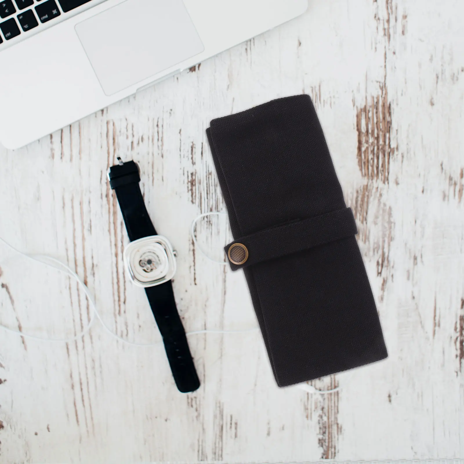 

Watch Strap Organizer Storage Bag Case for Pen Japanese Style Black Compressible Canvas Dust Proof Travel Pouch Watch
