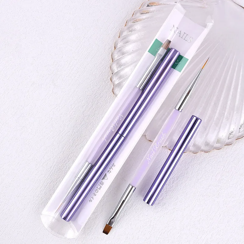 Double Head Crystal Handle Nail Brush Liner Brush Painting Pen Gel Brush Crystal Nail Art Manicure