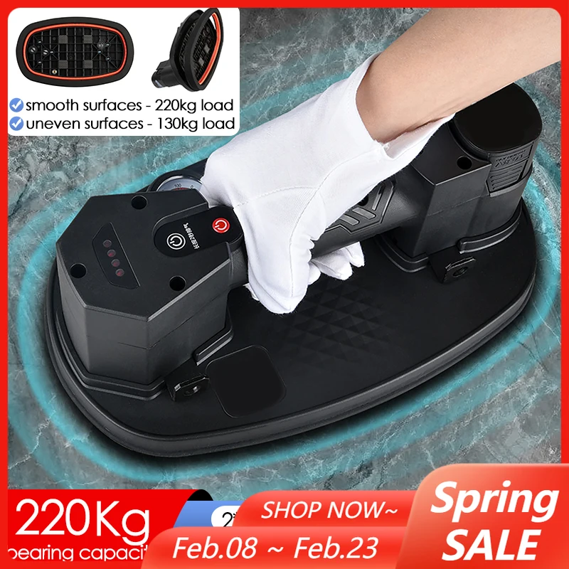 

Промышленный интеллектуальный вакуумный подъемник с электроприводом, грузоподъемность 220 кг, для стекла, гранита, плитки, 2 аккумулятора