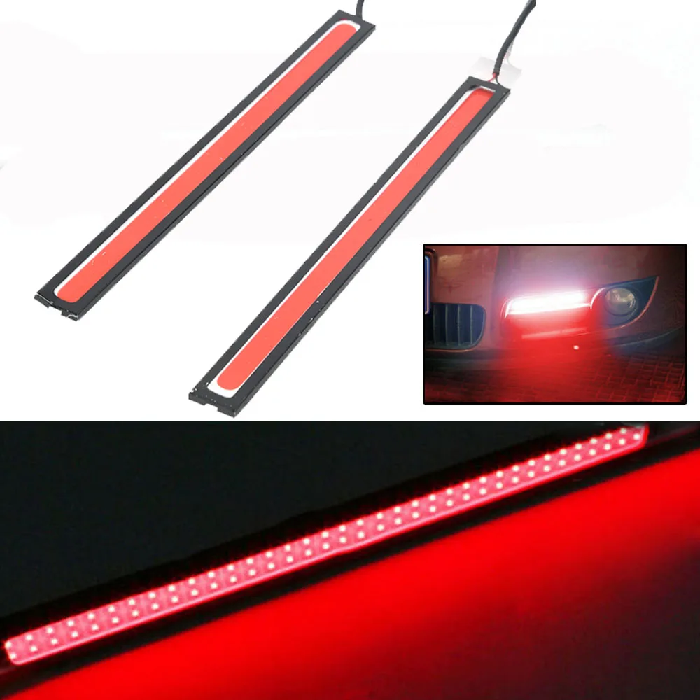 Set Car LED Lights Driving Luminous Parts RED Replacement Strip Waterproof 12V 17cm 2Pcs Accessories COB Useful