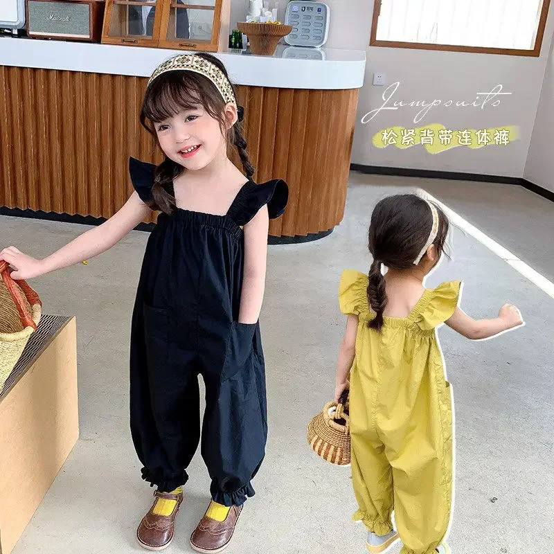 

2024 Girls Spring Autumn Summer Clothing Overalls Pants Fashion Kids Baby Jumpersuits Children Clothes