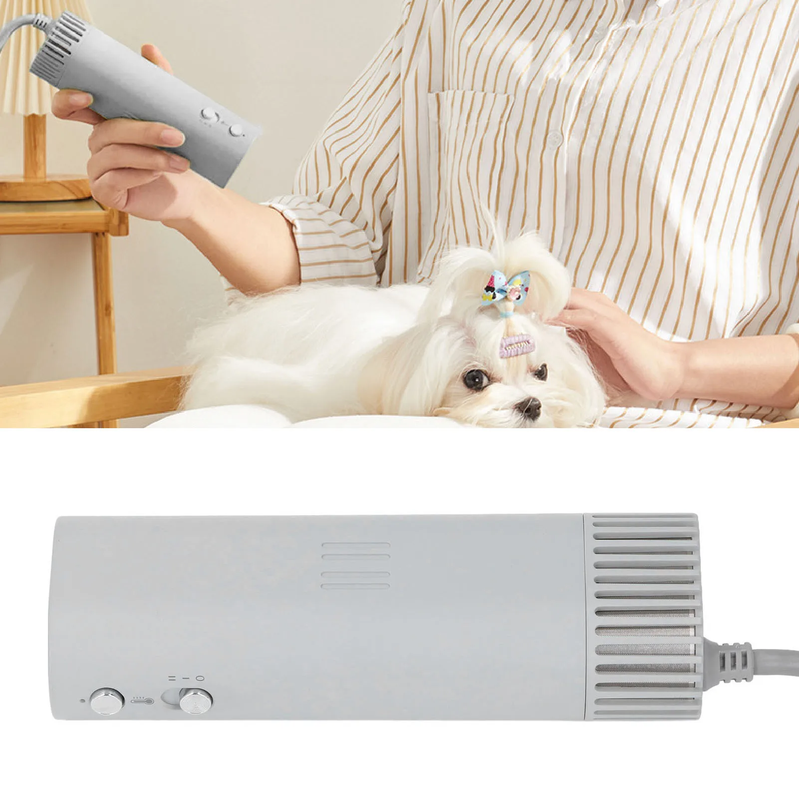 Dog Blow Dryer Dog Hair Dryer Blower for Grooming Quiet Portable Handheld Intelligent Temperature Regulation Home Pet Blow Gray