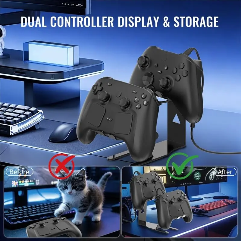 B03B-Dual Game Controller Stand Holder Gamepad Rack Space-Saving Desktop Stand For Switch/PS5/PS4/ Game Accessories