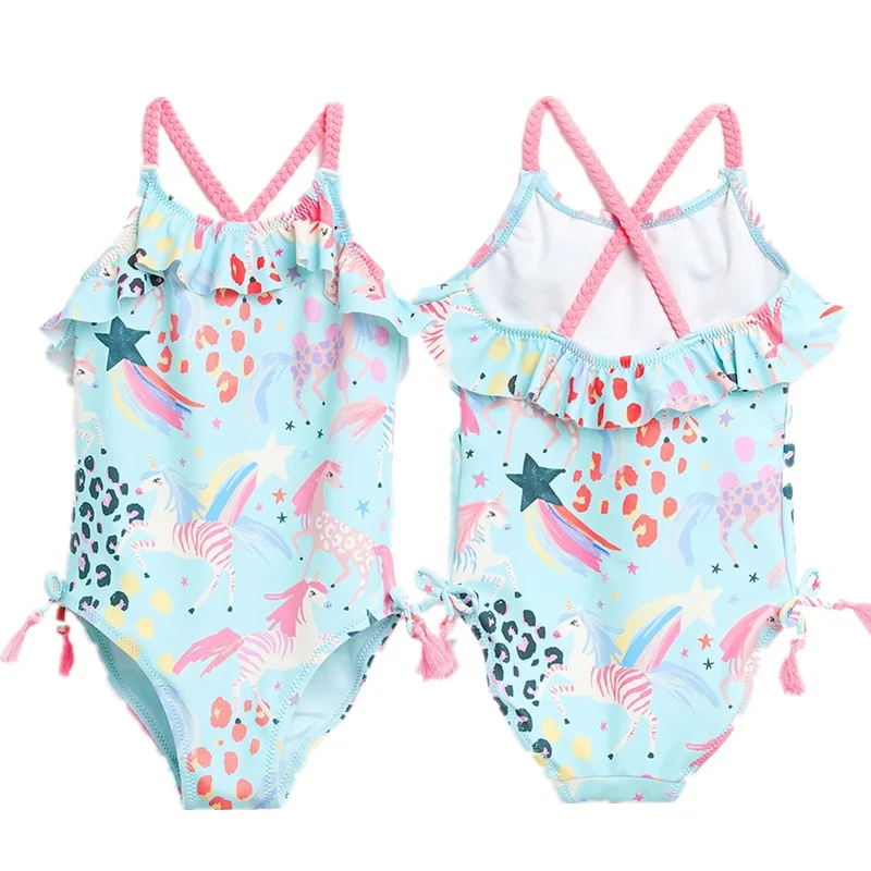 Toddler Baby Girl Swimsuits 6M-5T Kids Unicorn Swimwear Swimming Baby Girl Summer Bikini Girl Vacation Beach Swimwear Bath Cloth