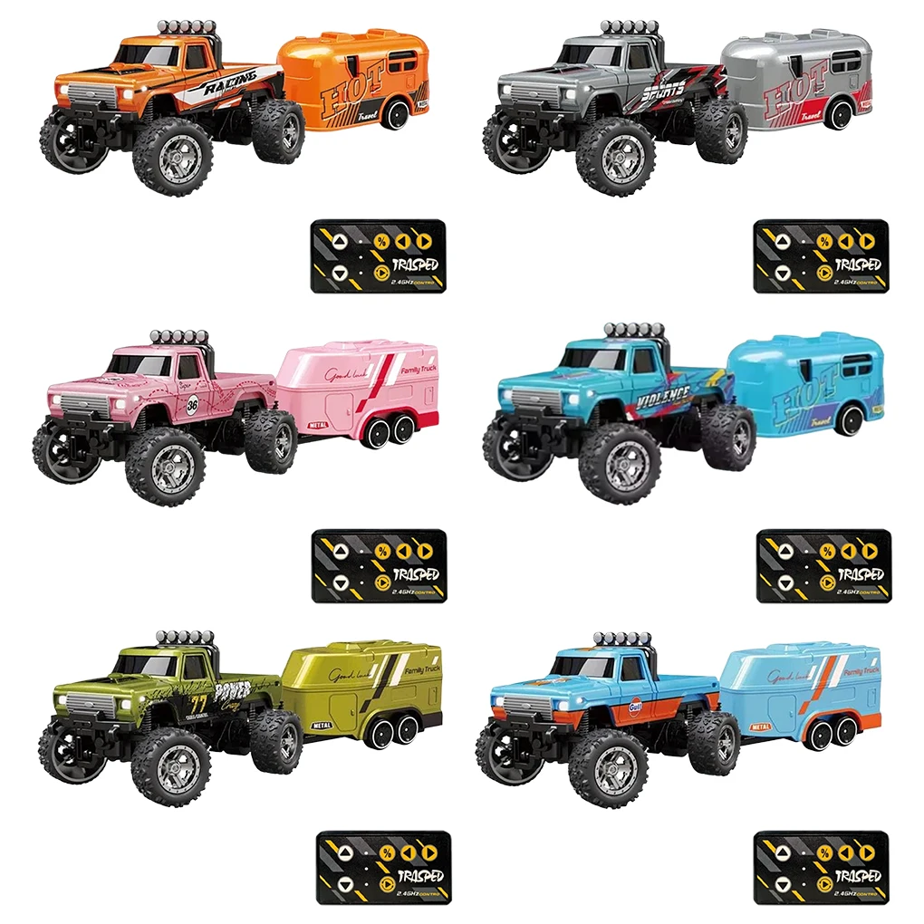 RC Off-road Monster Truck 1/64 Remote Control Mini Climbing Car Alloy Model 2.4G Remote Control Electric Toy Off-road Vehicle