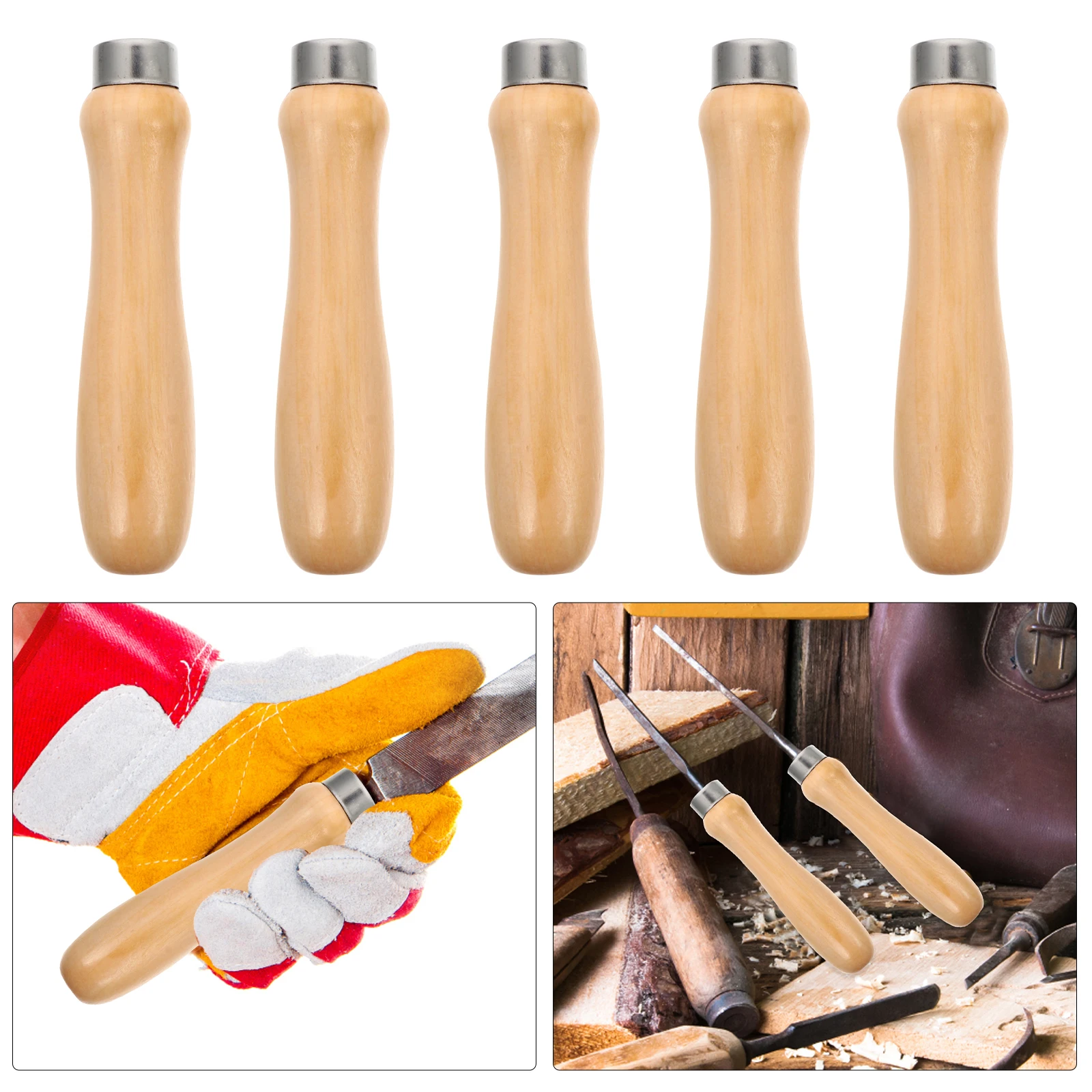 

5pcs Wooden Collar For Metal File Wooden Wood Rasp Rasp Cutting Tool Handle File Cutting Tool Handle Parts