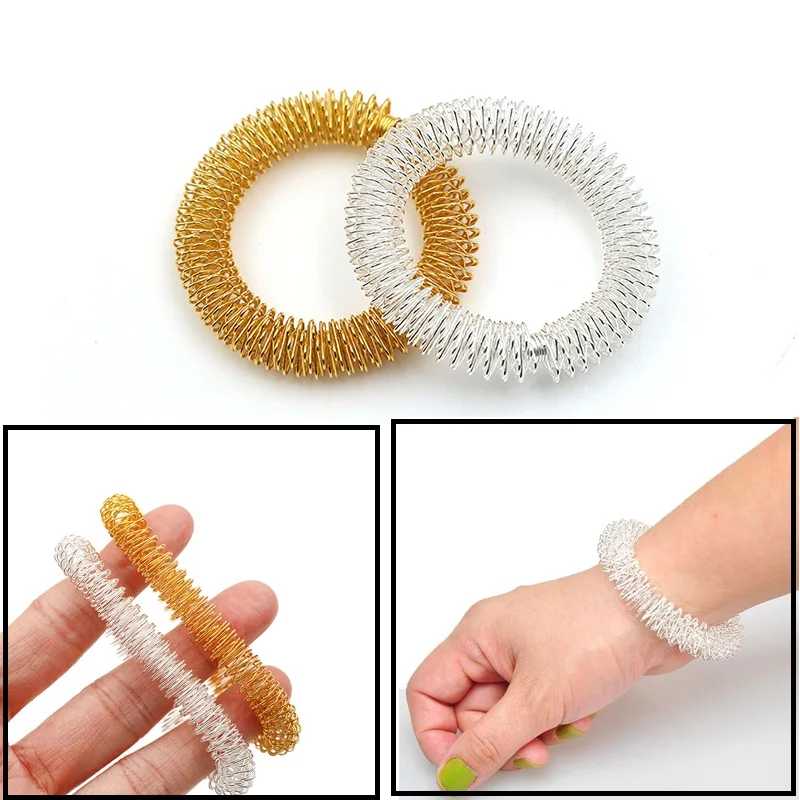 

Wrists Relaxation Massager Wrist Massage Ring Hand Acupuncture Bracelet Metal Massage Ring for Men Women Health Care Tool