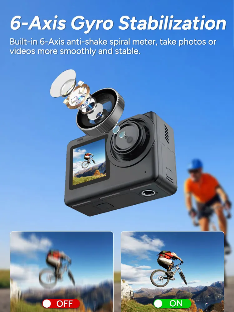 SJCAM SJ10 Pro Dual Screen Action Camera 4K 60FPS Six Axis Gyroscope Anti-Shake Waterproof 2.33" Touch Screen Sport Camera