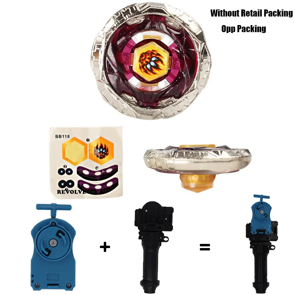 blue B-X TOUPIE BURST BEYBLADE GENUINE Phantom Orion B:D BB-118 metal fury with grip + blue launcher