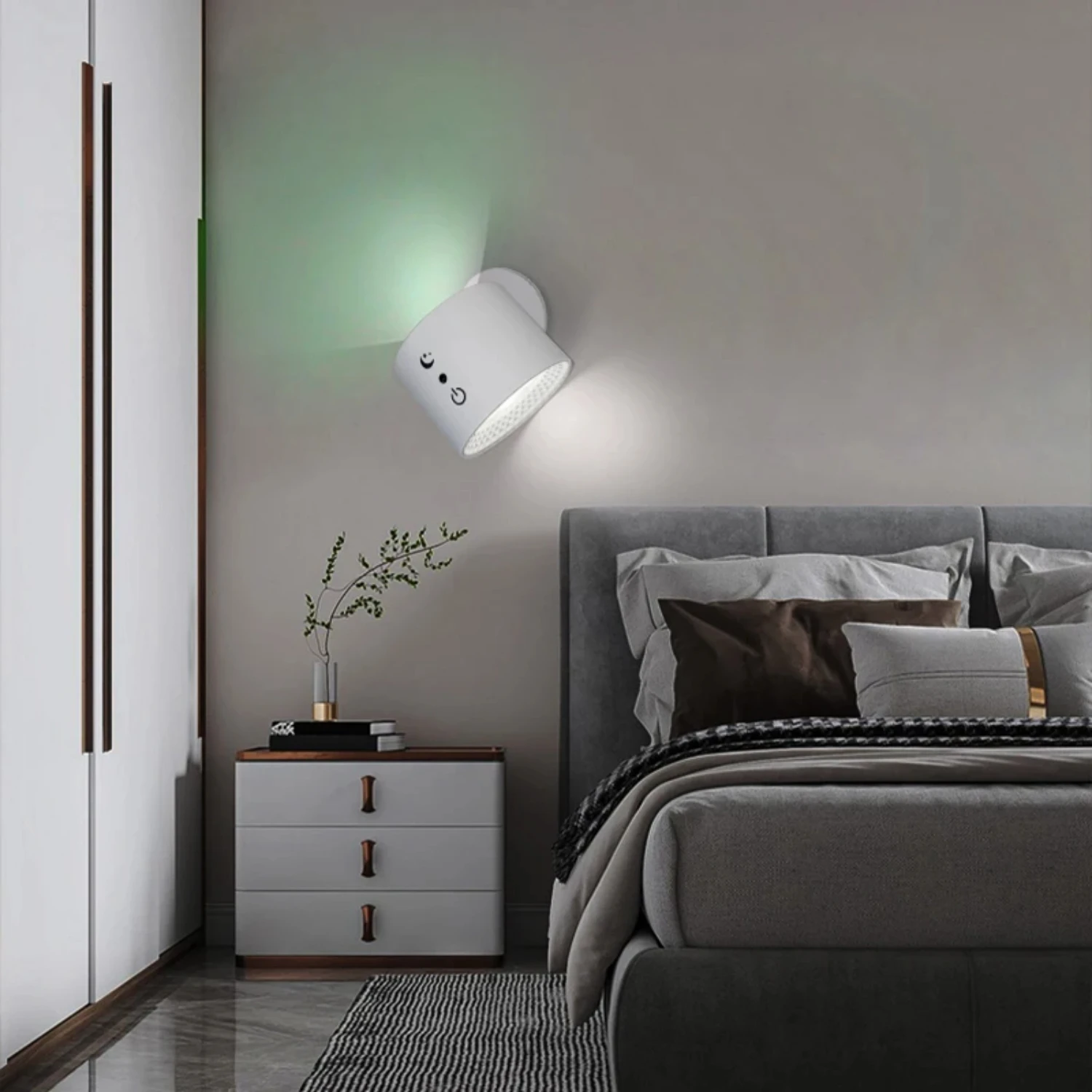 Lámpara de pared LED RGB portátil, giratoria, recargable, inalámbrica, con Control táctil e IR remoto, cambia de Color, para mesita de noche