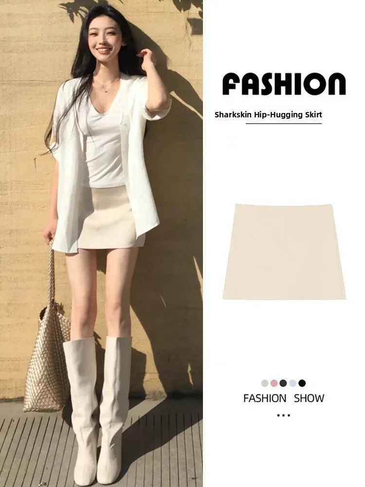 

White Sporty Skirt High Waist Slimming A-Line Design Summer Thin Anti-Light American Hot Girl Short Skirt for Women