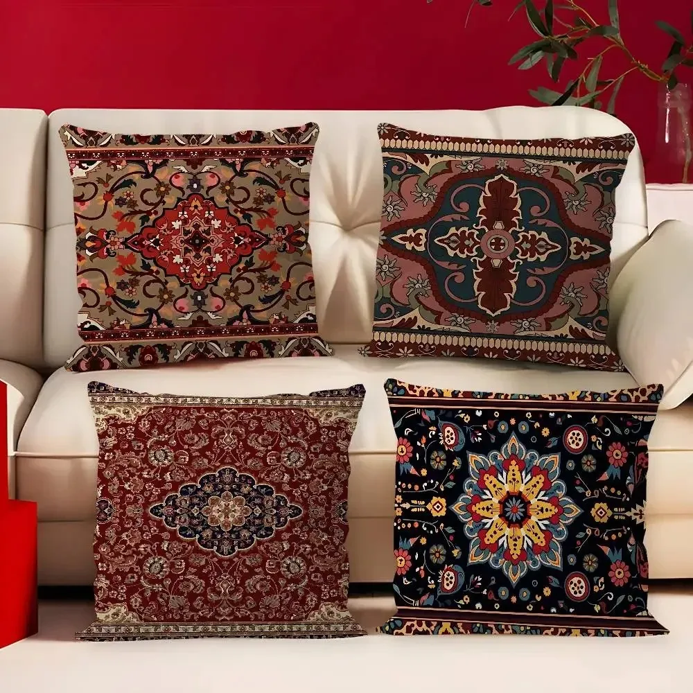 Home Decor Exquisite Ethnic Pattern Digital Print Pillowcases Pattern Cushion Cover Suitable for Sofa Bedroom Car Pillow Cover