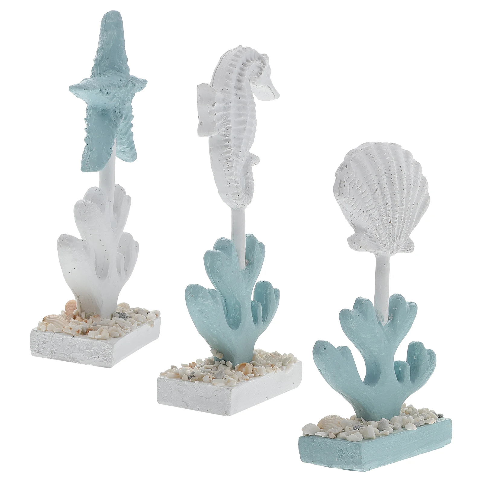 

3Pcs Mediterranean Style Sea Shell Resin Desktop Decor Unique Home Ornament Exquisite Marine Life Adornment