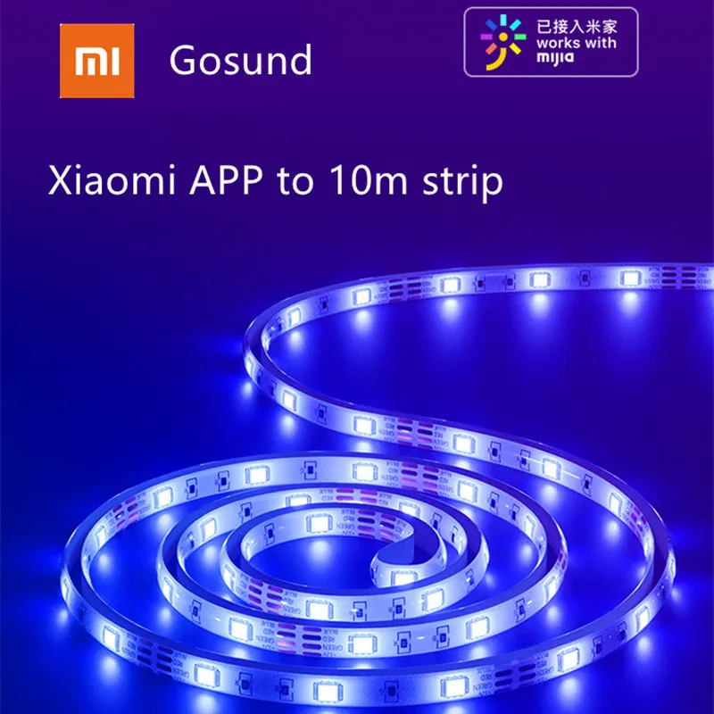 Gosund rgb faixa de luz inteligente tira colorida cordeiro led extensão máxima para 10m 16 mi llion trabalho com mi jia mi casa app