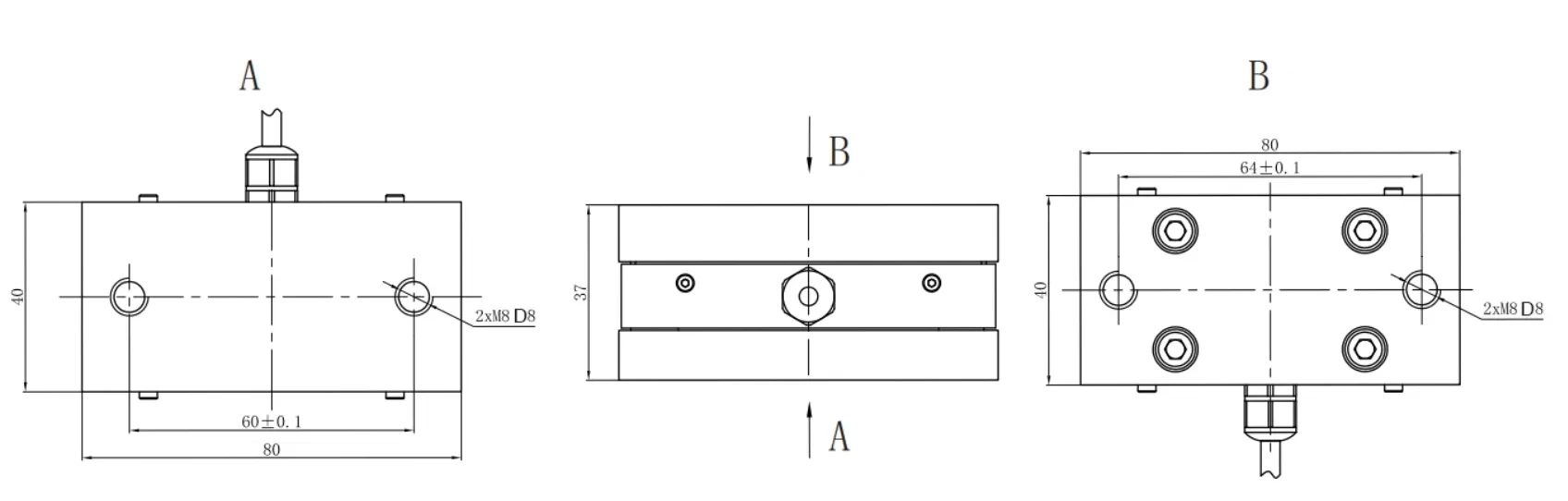 X-2A-L80-W40-H37 High precision 2 Axis load cell Stainless steel custom factory