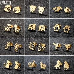 Cute Animal Stainless Steel Earrings 2025 Fashion Pig Giraffe Lizard Ear Studs for Women Naughty Ghost Piercing Cosplay Jewelry