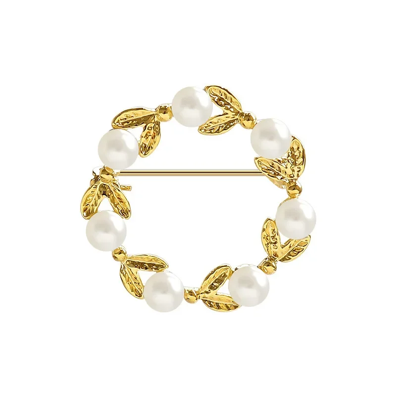 بروش لؤلؤي على شكل حلقة هندسية راقية، عصري وأنيق، إكسسوار فني شعبي وفريد من نوعه