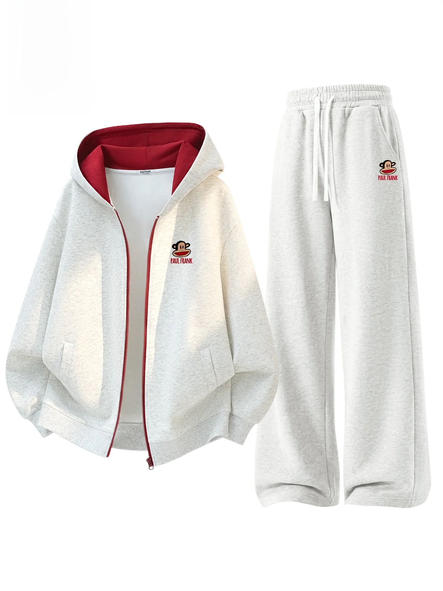 M Leisure Sports Set Spring Teenage Color Blo Sweatirt Cardigan Two-Piece Set Long Sve Cotton Polyester