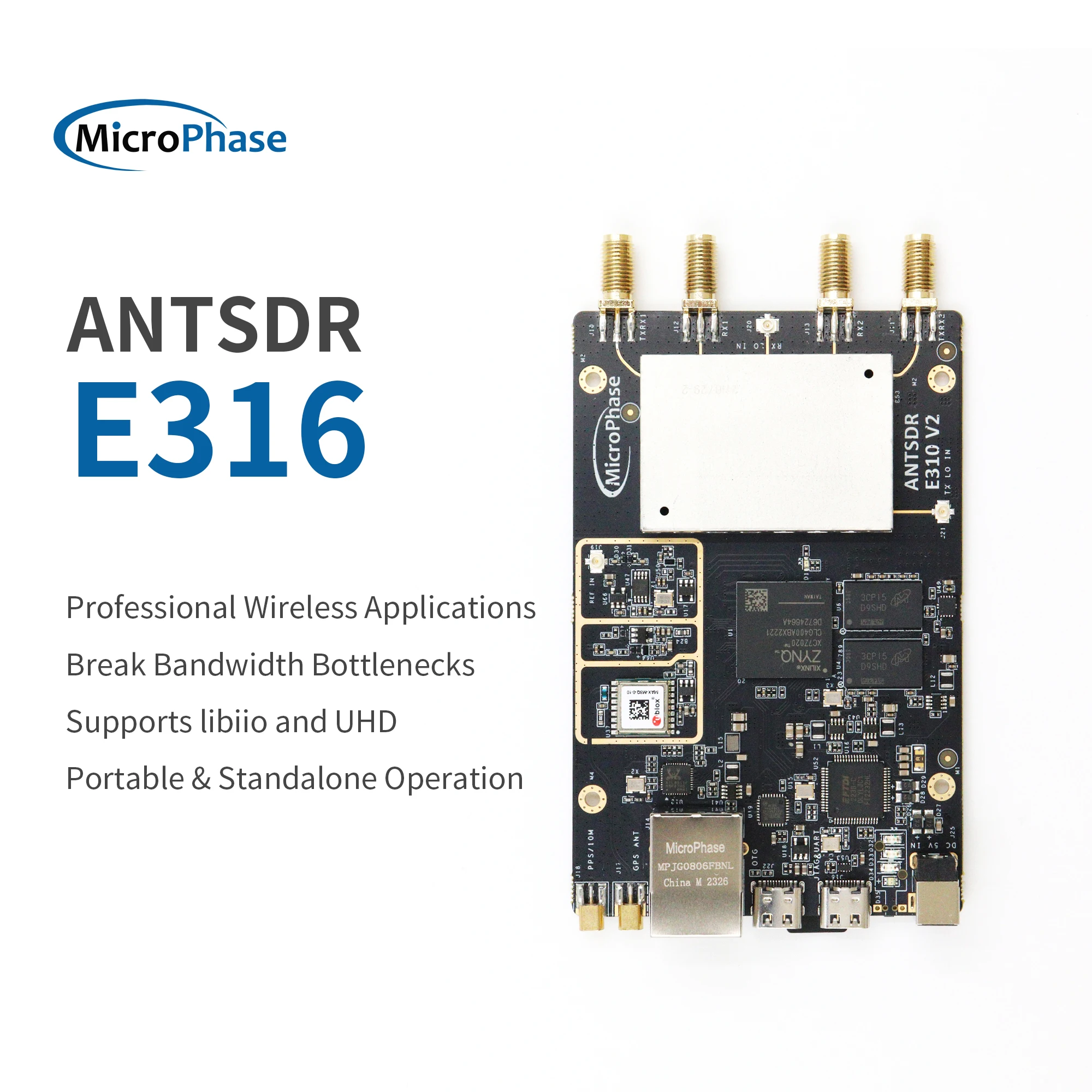 

MicroPhase Software Defined Radio Board ZYNQ 7000 SoC XC7A020 ADI AD9361 AD9363 MIMO SDR ANTSDR E316