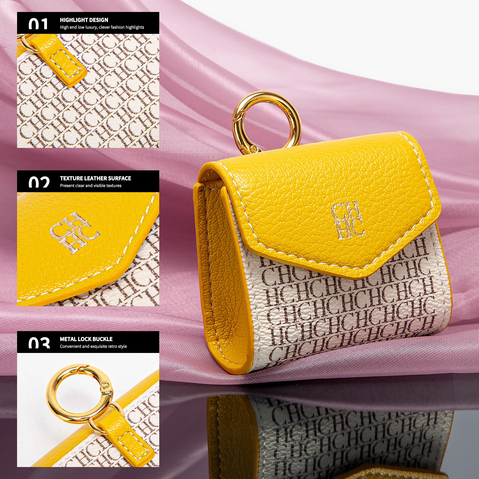 محفظة CHCH 2025 حقيبة صغيرة بإبزيم حروف PVC جديدة لحقيبة العملات المعدنية النسائية