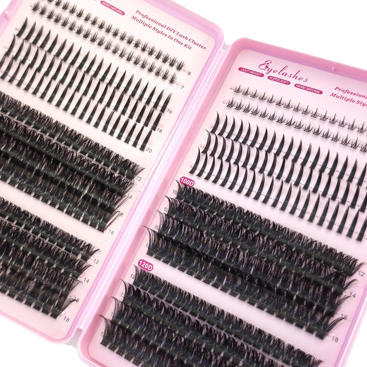 600PCSNew الموسعة Bundle100D120D + الجنية + أسفل رمش النمط الطبيعي مستقل رمش اليدوية رمش حزمة ثلاثية الأبعاد رموش بالمنك #4