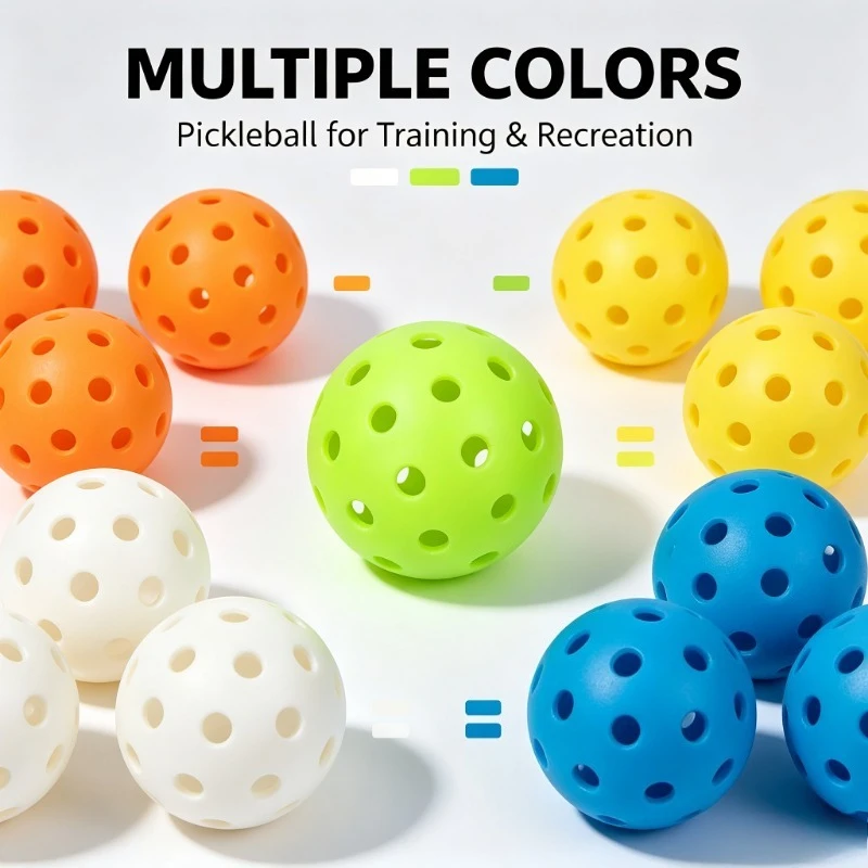 Paquete de 12 Pelotas de Pickleball de 74 mm, Duraderas, con 40 Orificios, 26 g, para Exteriores, para Competición