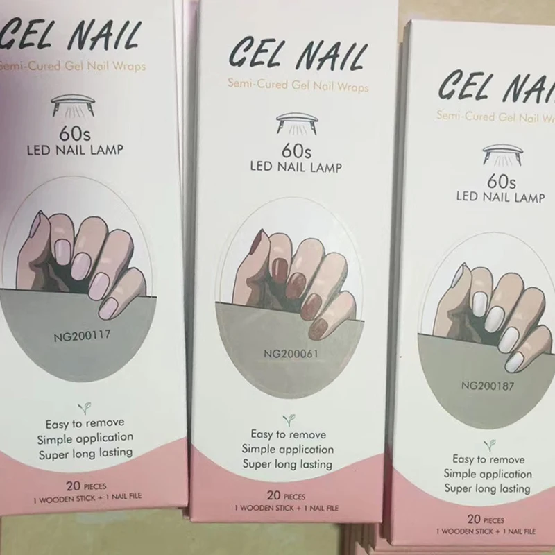 Autocollants pour ongles en gel durci, 20 pièces, structurels ents, rose, nickel é de perles, nude, adhésif, longue durée, nail art