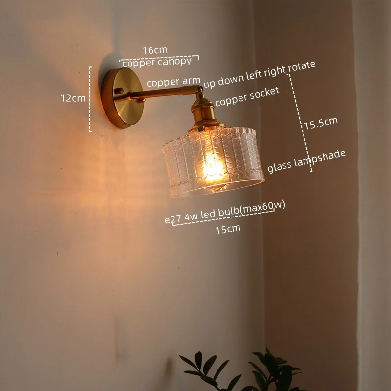 Imagem -03 - Iwhd-led Wall Light para Espelho do Banheiro Estilo Vintage Luminárias de Vidro Quarto Sala de Estar Abajur Cobre Lâmpada