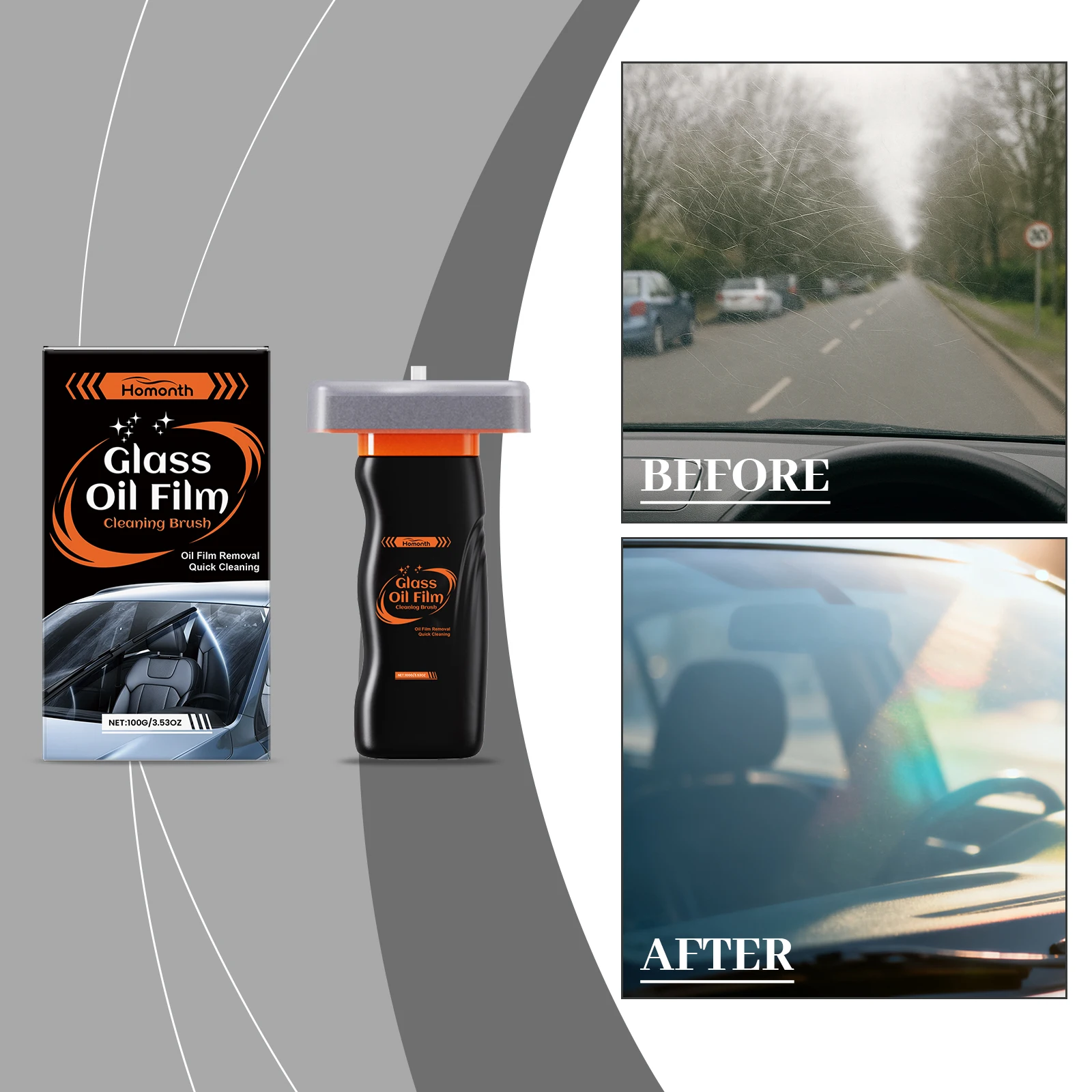 Handheld Glass Emulsion Oil Film Remover Wipe Water Stains Remove Dirt Bird Droppings Side Window Rearview Mirror Cleaner Brush