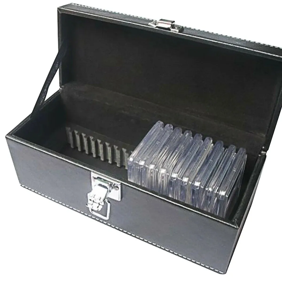 

Coin Storage Box Case Display Organizer for Certified Slabs Faux Leather Collectors Protective Holder Numismatic Collection Case